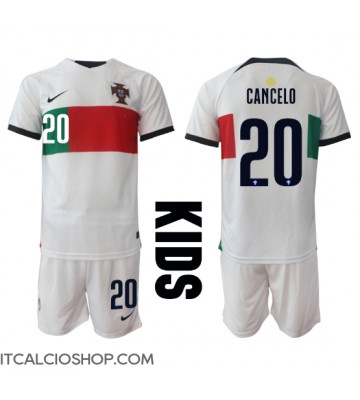 Portogallo Joao Cancelo #20 Seconda Maglia Bambino Mondiali 2022 Manica Corta (+ Pantaloni corti)